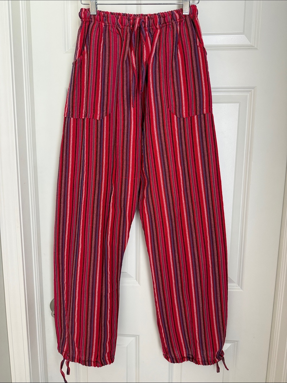 Women’s Striped Colorful / Red Drawstring Casual Pants